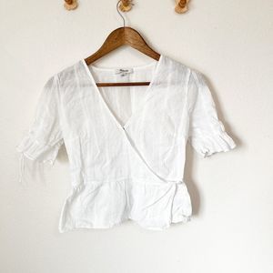 Madewell Eyelet White Cotton Wrap Top Size 0